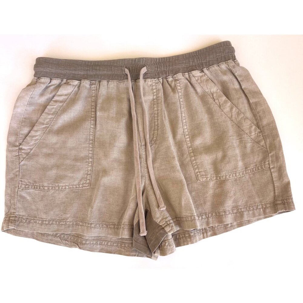 Splendid Campsite Linen Blend Butter Soft Side Pockets 2-tone Drawstring Shorts